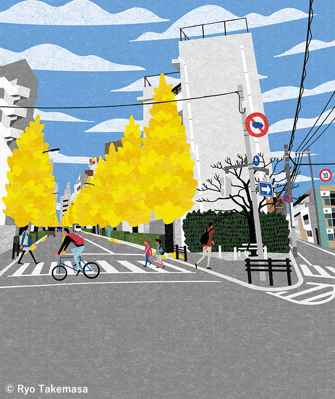 中町新道の銀杏並木(中町2丁目)