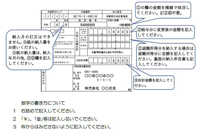 納入書の訂正方法