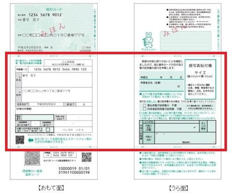 通知カードに付属した交付申請書