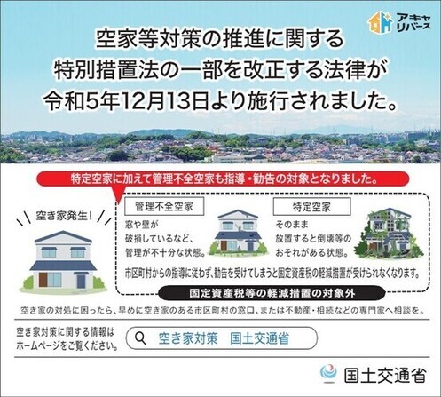 空家等対策の推進に関する特別措置法の一部を改正する法律を説明する国土交通省作成のリーフレット