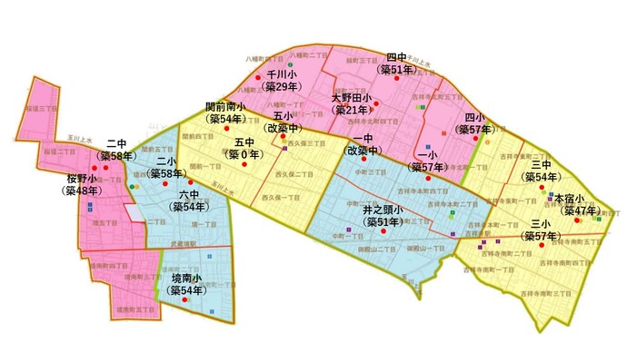 小中学校の分布図