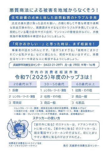 消費者被害ステッカー裏：悪質商法による被害を地域からなくそう！