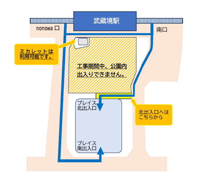 武蔵野プレイスへの迂回について